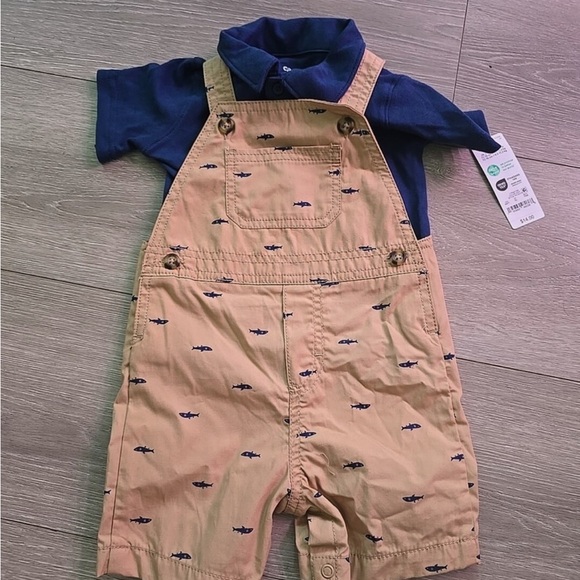 Carter's Other - Carter's Navy and Tan Overalls Set